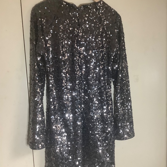 Gunmetal Long Sleeve Sequin Mini in S/M - Picture 2 of 5